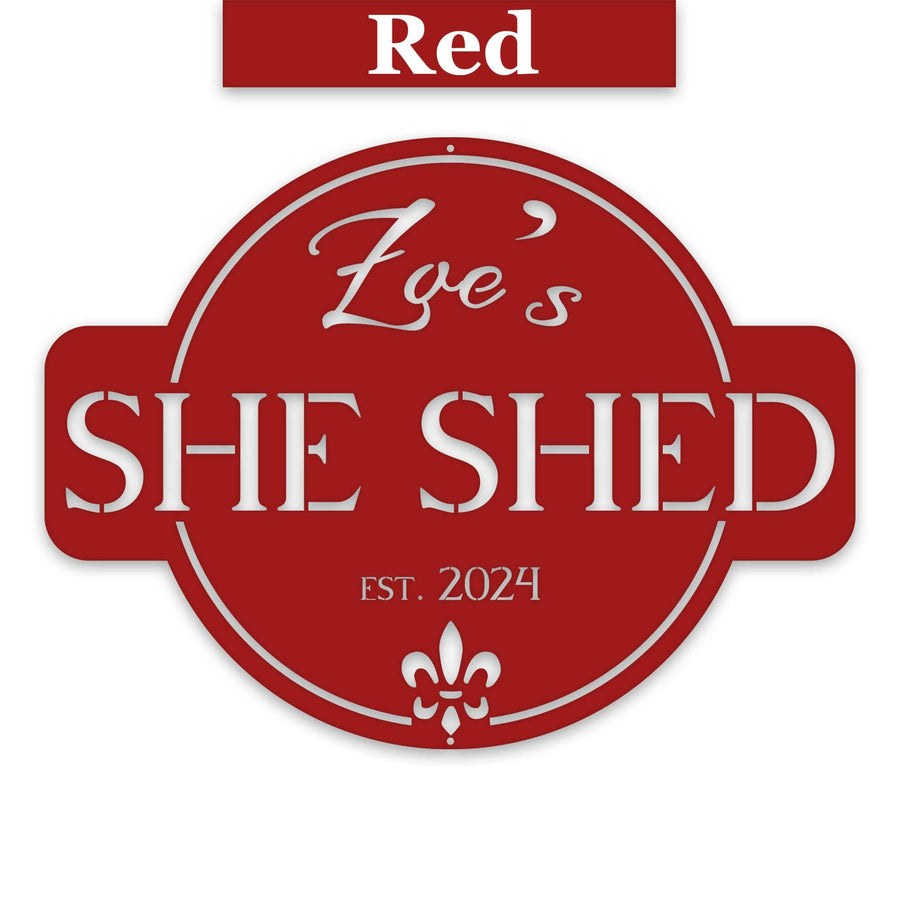 Round She Shed Personalized Metal Sign