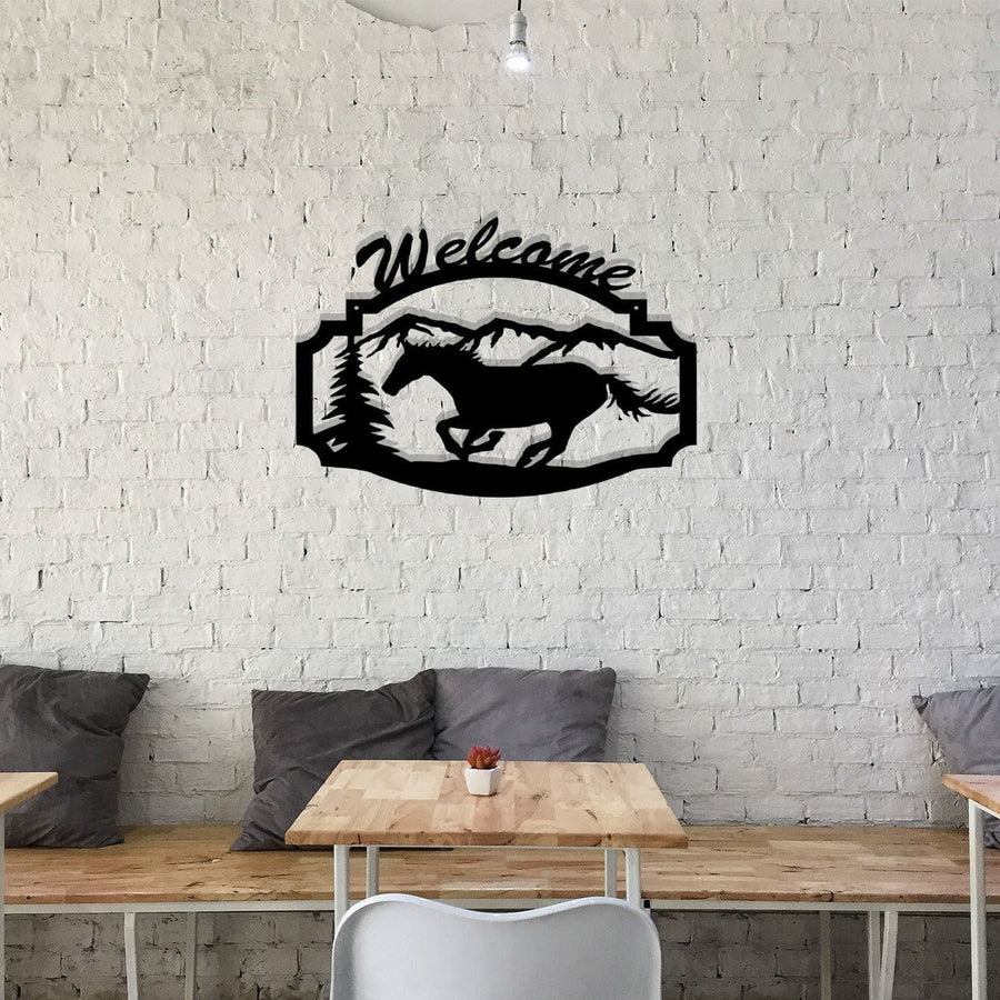 Running Horse Welcome Sign
