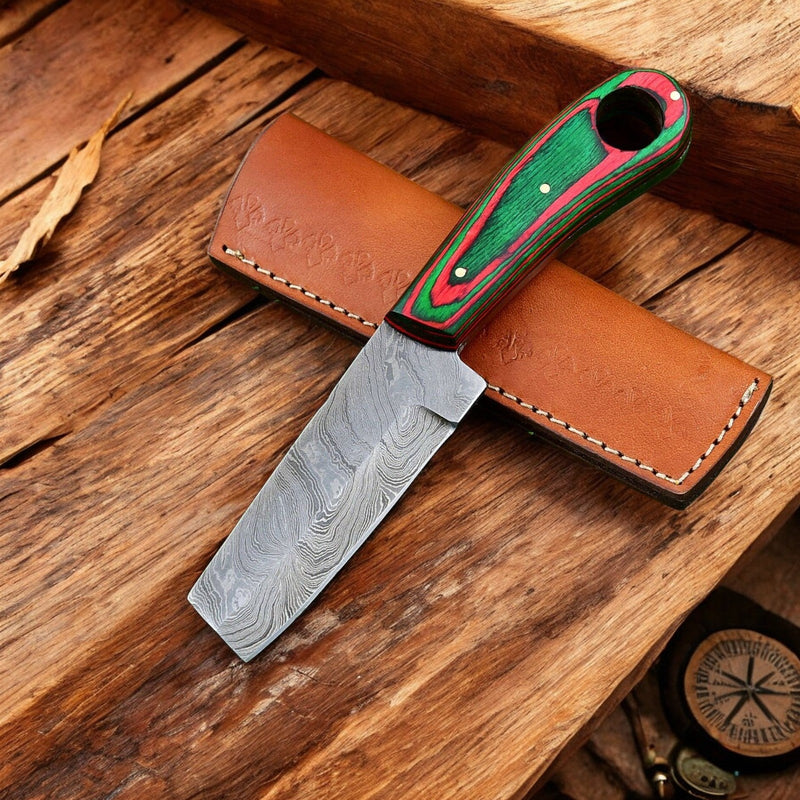 Custom Handmade Bull Cutter Knife – Damascus Steel Blade