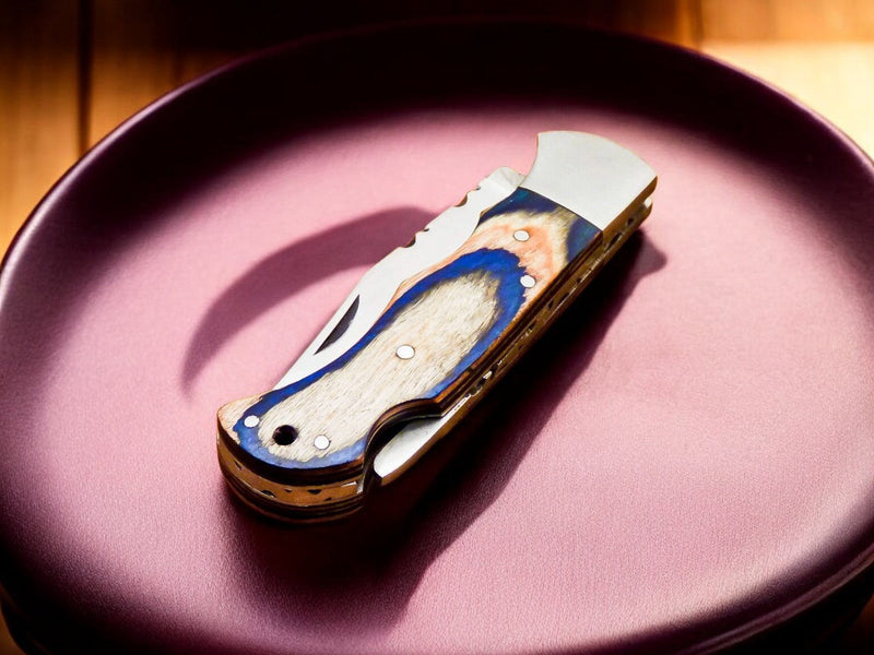 Handmade Stainless Steel Pocket Knife with Exotic Wood