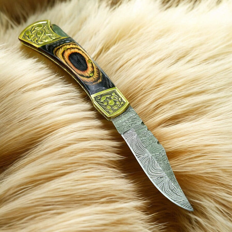 Custom Handmade Damascus Steel Pocket Knife - 3"