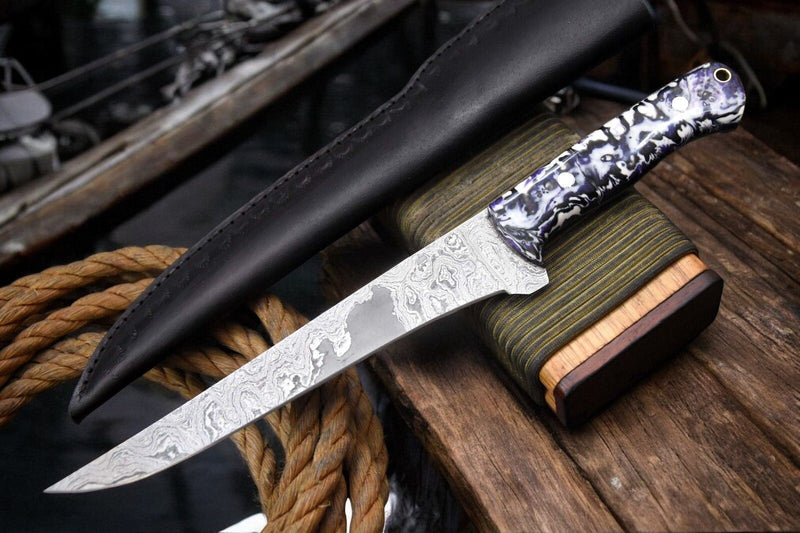 Premium Handmade Damascus Fillet Knife - 12.8"