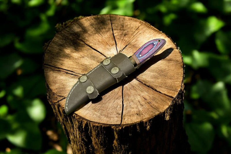 Handmade Damascus Hunting Knife with Exotic Wood Handle