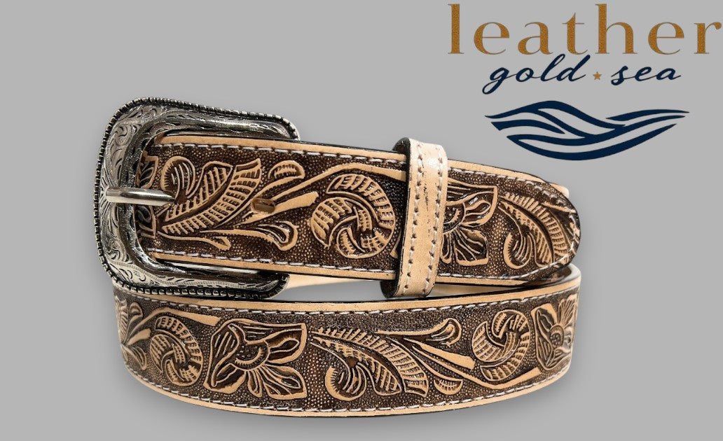 Antique Leather Belt with Silver Buckle – Handmade Leather