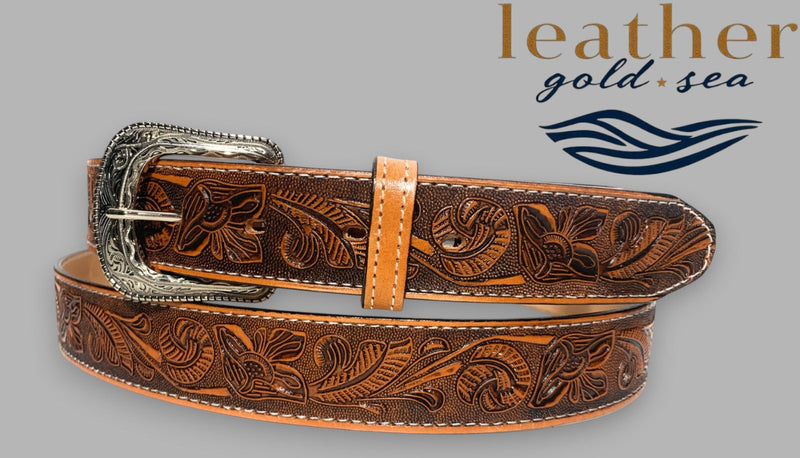 Handmade | leather Belt | Brown Belt men | Silver Buckle