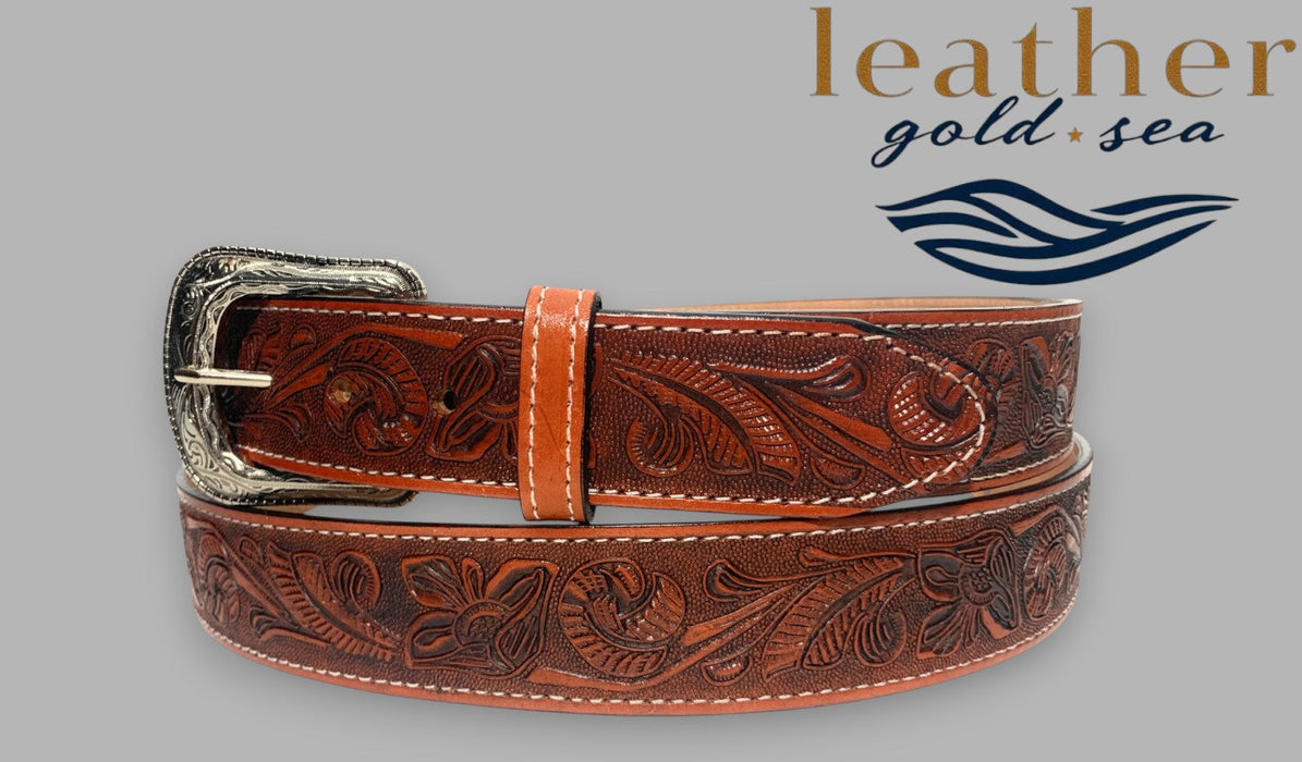 Cowboy Belt | Handmade Brown Belt with Silver Buckle