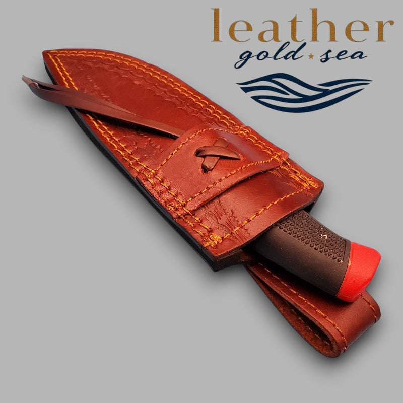 Skinning Knife Sheath – Handmade Brown Leather