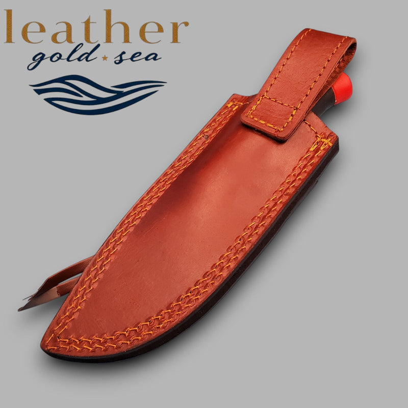 Skinning Knife Sheath – Handmade Brown Leather