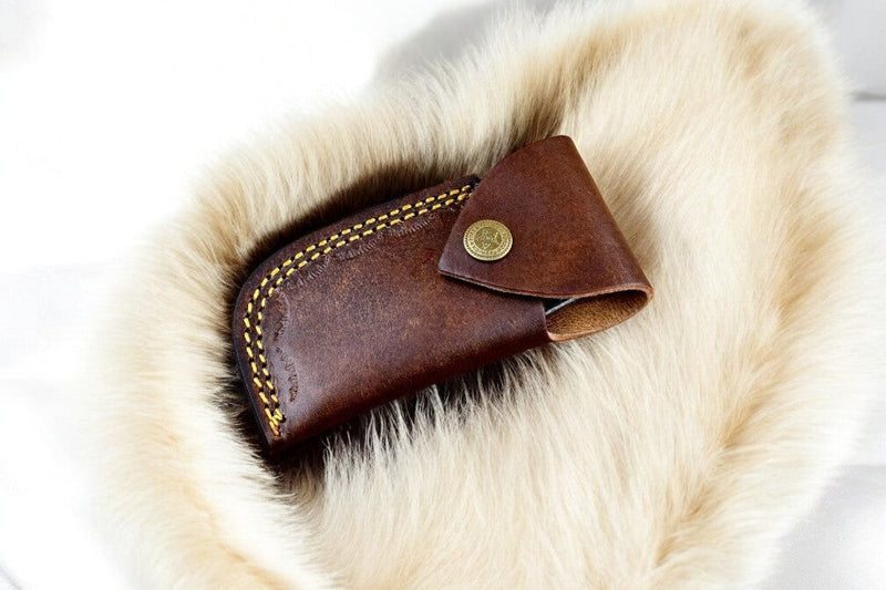 Handmade Damascus Pocket Knife – Blue Wood Handle