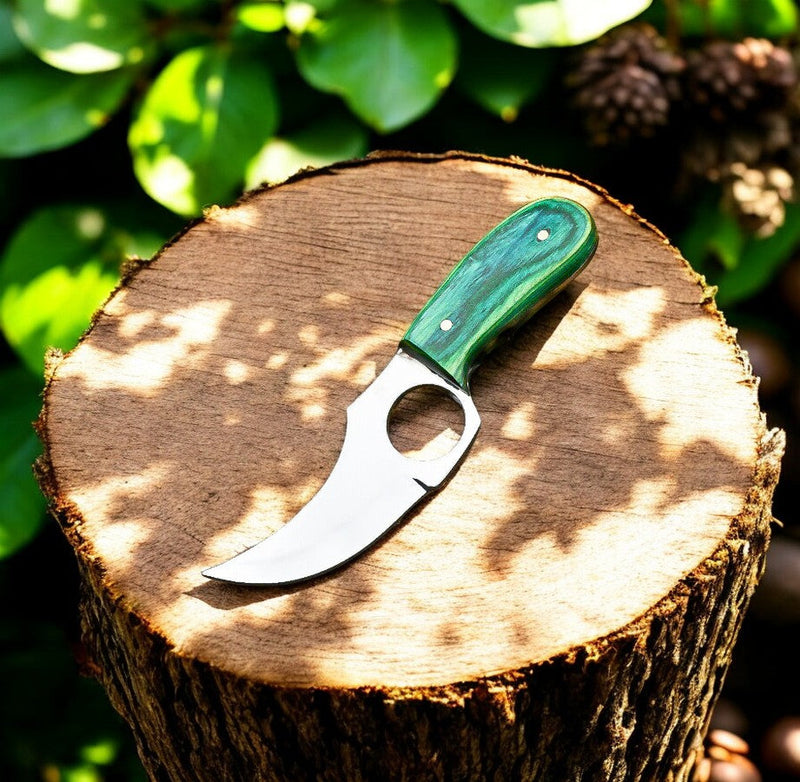 Custom Handmade Skinning Knife - D2 Steel Blade, Exotic Wood Handle