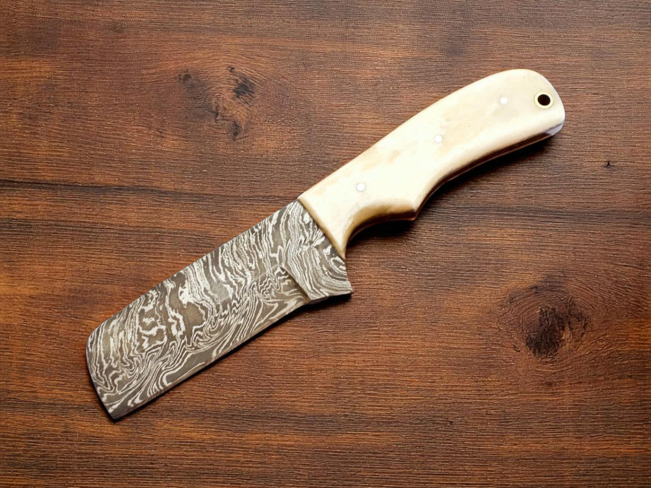 Custom Handmade Damascus Bull Cutter Knife 8"