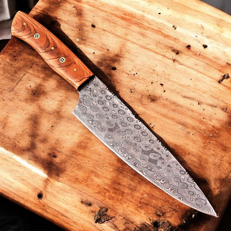 Handmade Damascus Chef Knife with Olivewood Handle