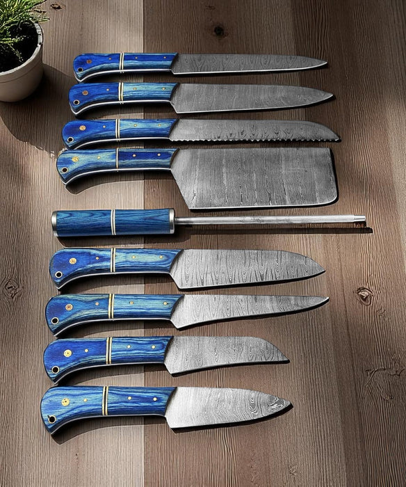 Handmade Damascus Steel Cooking Knives Set