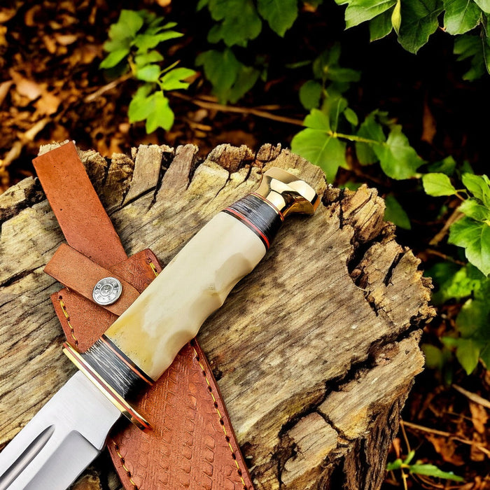Custom Handmade Bowie Knife - D2 Steel Blade with Bone Handle
