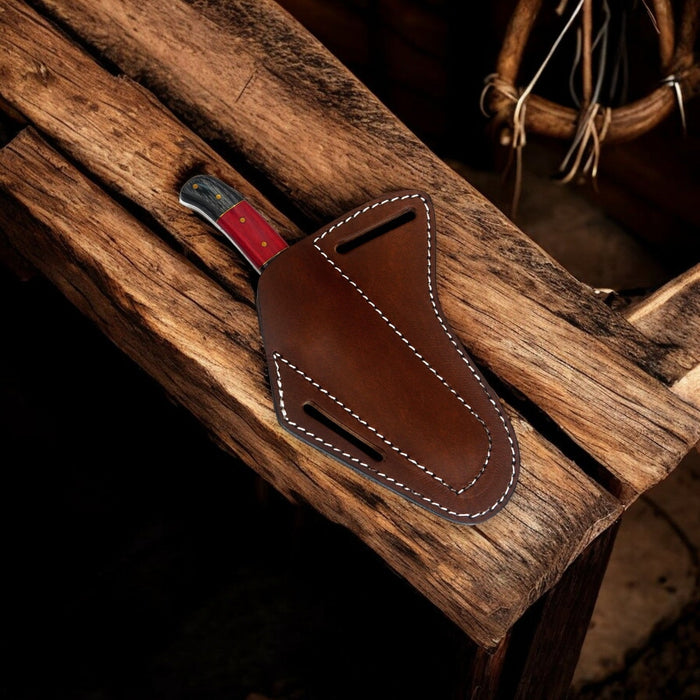 Handmade Bull Cutter Knife | Damascus Steel & Exotic Wood