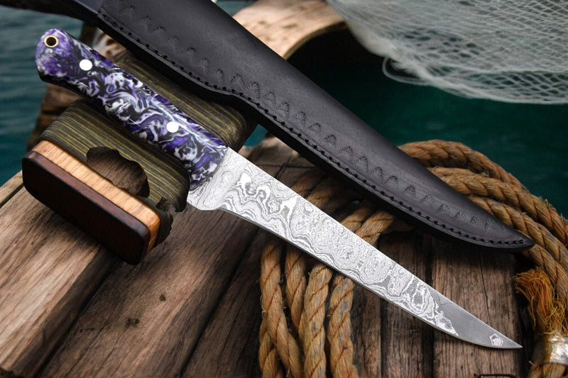 Premium Handmade Damascus Fillet Knife - 12.8"
