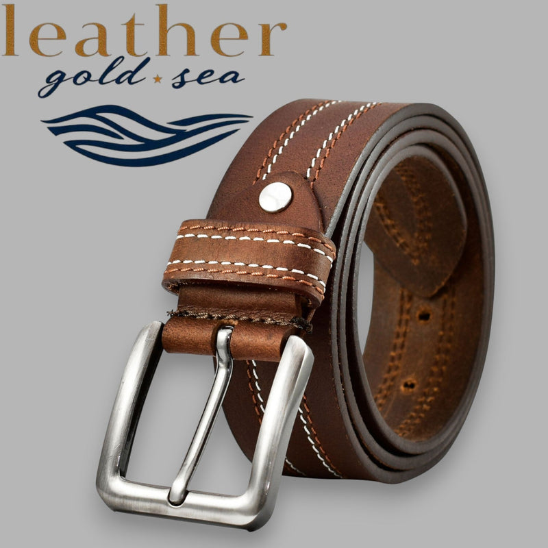 Handmade Genuine Brown Leather Duty Belt – Durable