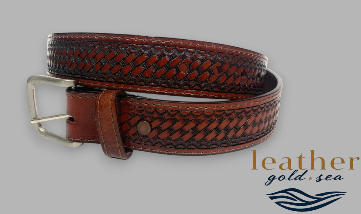 plaited leather belt mens - 32 to 54 inches