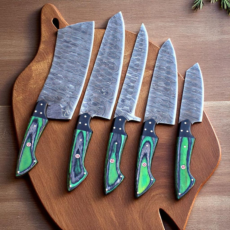 Best Damascus Knife Set – 5-Piece Full Tang Forged Collection