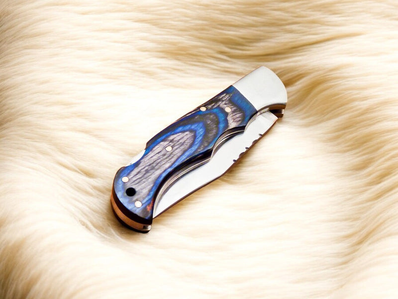 Handmade Stainless Steel Pocket Knife with Exotic Wood