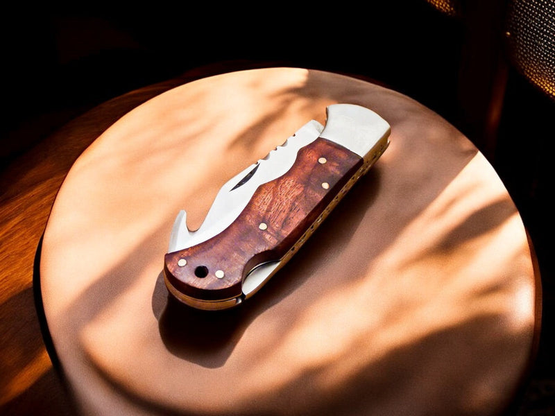 Handmade Stainless Steel Pocket Knife with Rosewood Handle
