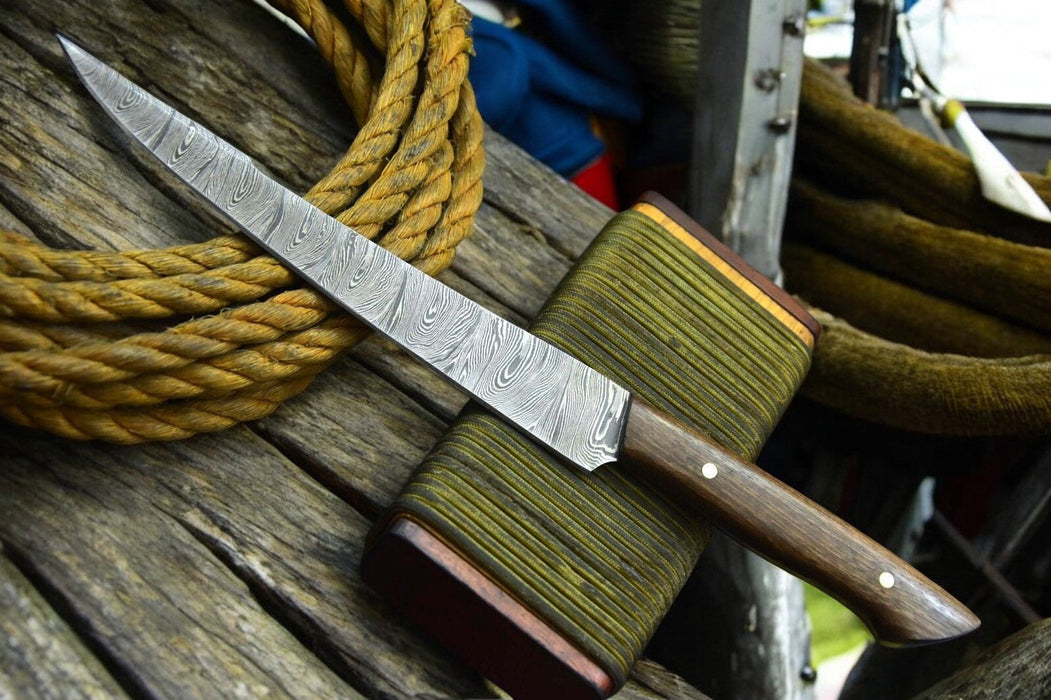 Handmade Damascus Fillet Knife Walnut Wood Handle