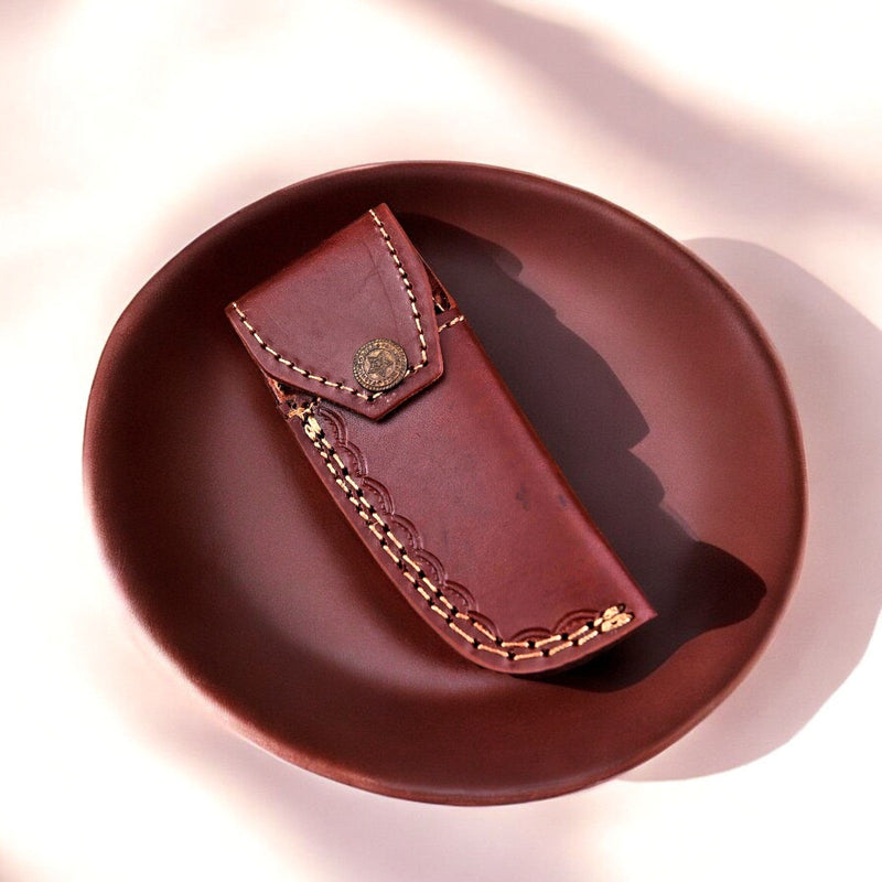 Handmade Damascus Steel Pocket Knife with Wood Handle