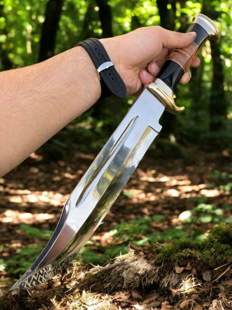 Custom Handmade Bowie Knife – 17" Buffalo Horn Handle