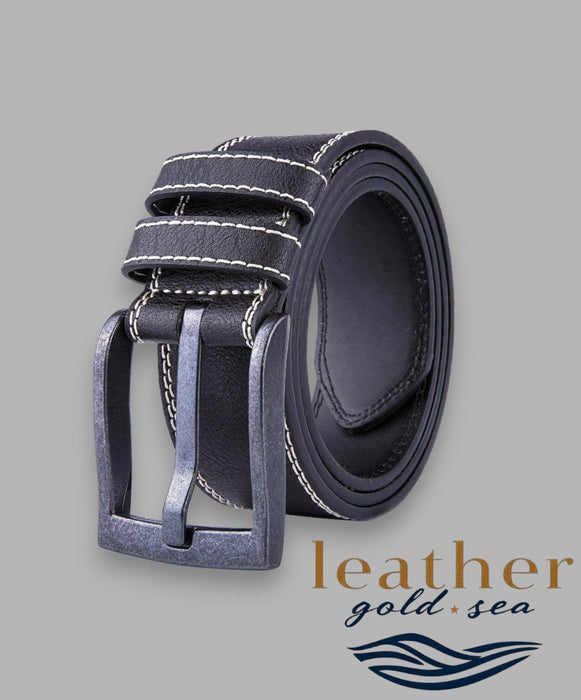 Mens full grain leather Belt - Black, Sizes 32 to 54 Inches