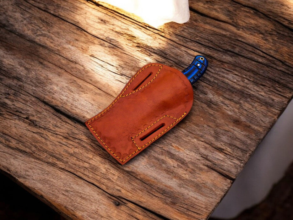 Handmade Damascus Bull Cutter Knife – 8" Exotic Wood Handle