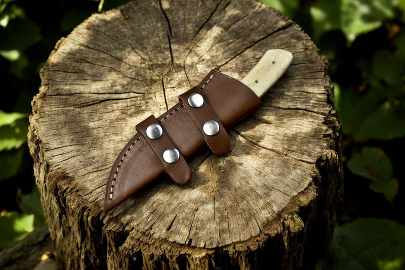 Handmade Damascus Steel Skinning Knife - 8" Custom Hunting Tool