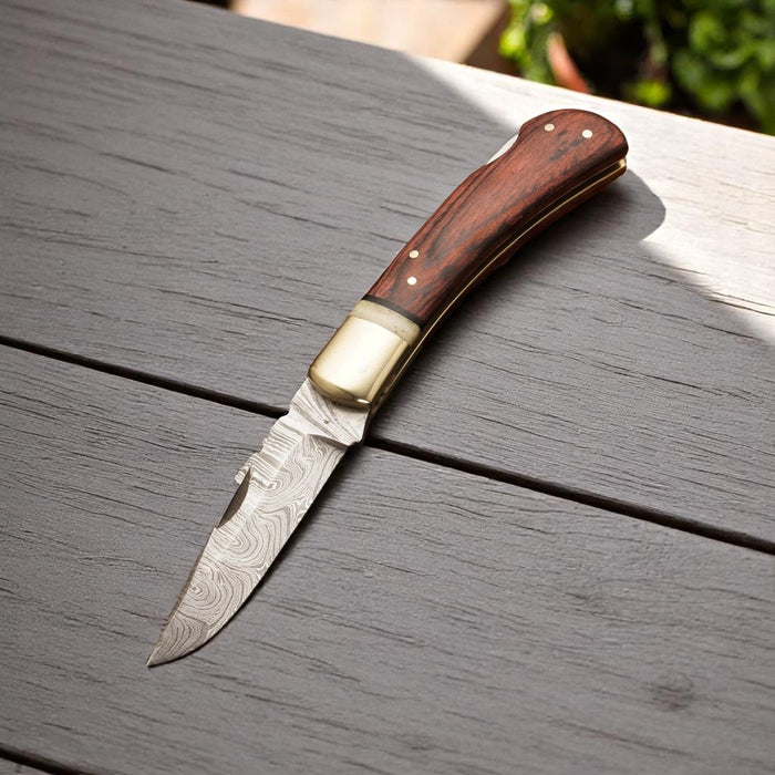 Custom Handmade Damascus Steel Pocket Knife 3"