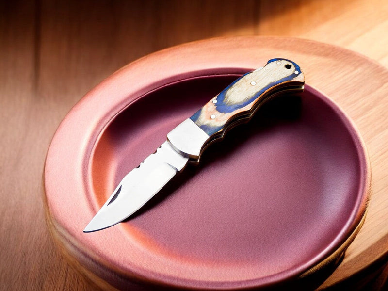 Handmade Stainless Steel Pocket Knife with Exotic Wood