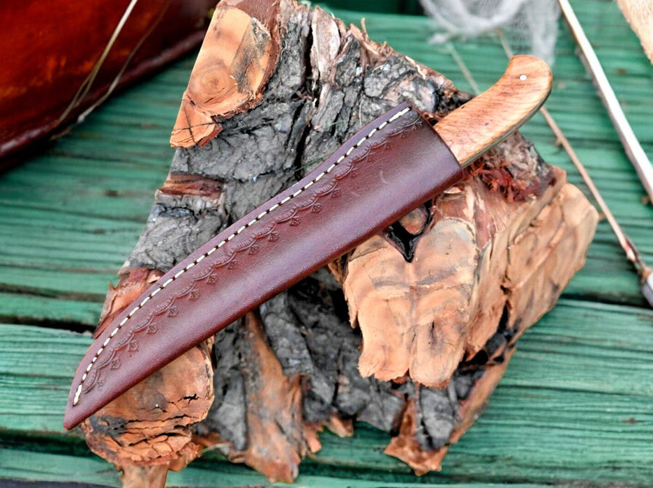 Handmade Damascus Fillet Knife – 12.6" Olivewood Handle