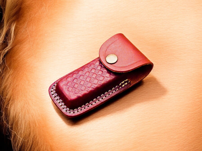 Custom Handmade Damascus Pocket Knife – Colored Bone Handle