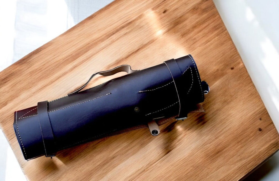 Handmade Damascus Kitchen Knives Set with Leather Roll