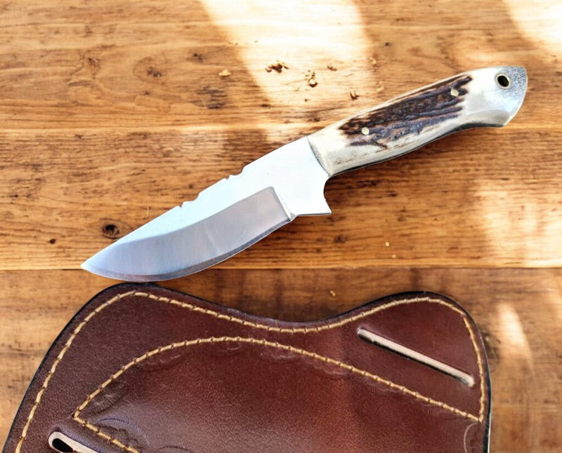 Custom Handmade Cowboy Knife with Antler Horn Handle