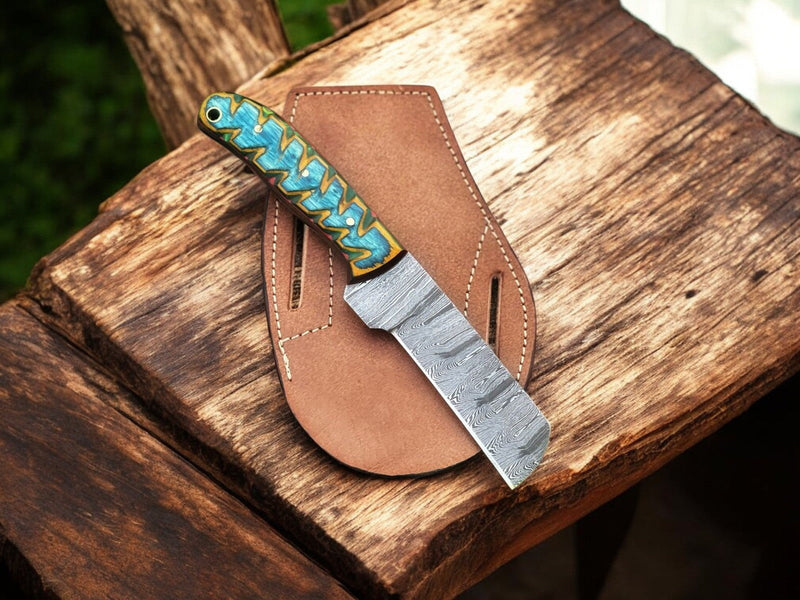 Custom Handmade Bull Cutter Knife – Damascus Steel, 8"