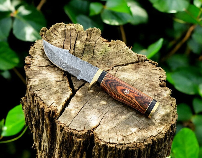 Handmade Damascus Hunting Knife – Exotic Wood Handle
