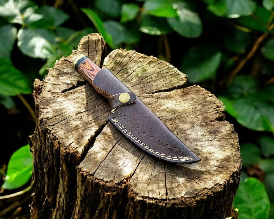 Handmade Damascus Hunting Knife – Exotic Wood Handle