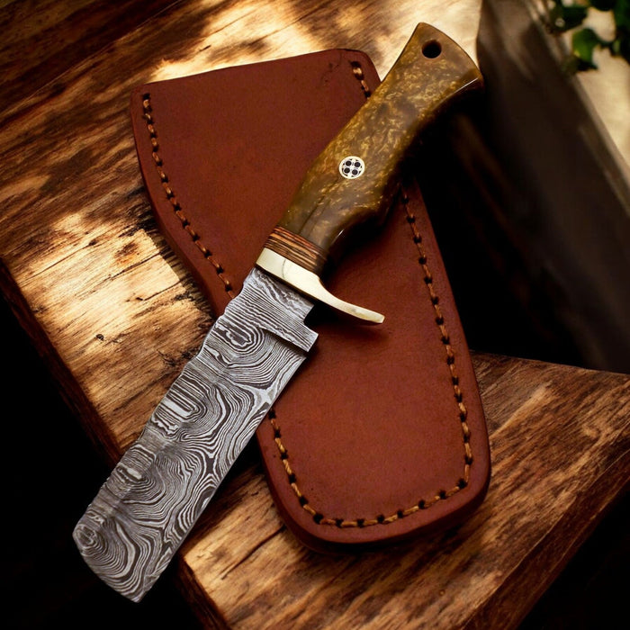 Custom Handmade Bull Cutter Knife – Damascus Steel