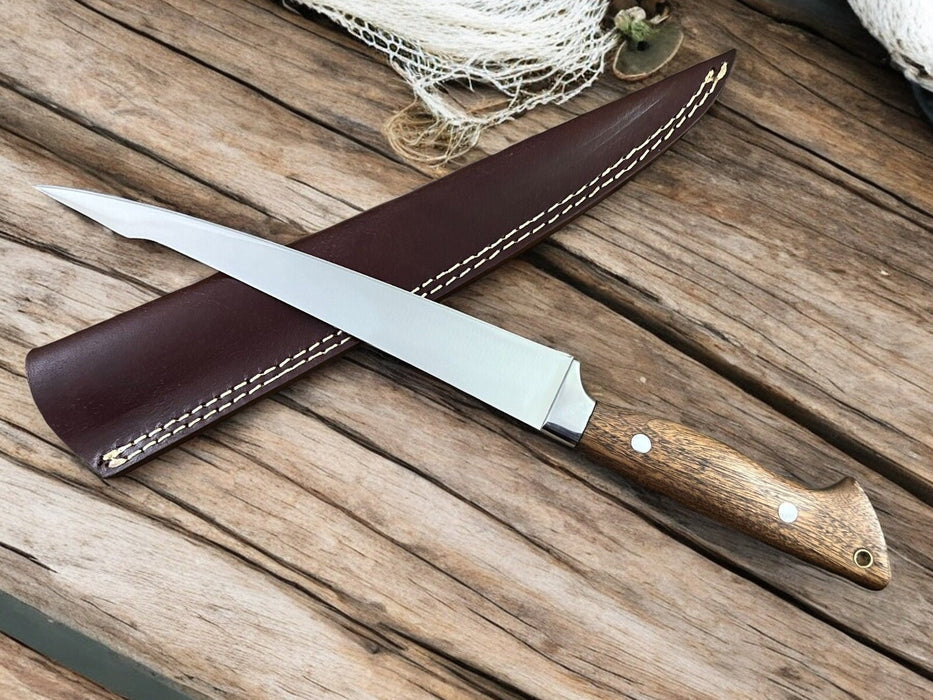 Handmade Fillet Knife With Walnut Wood Handle 13 6