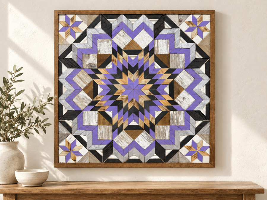 Amish Handmade Barn Quilt Wall Art – Reclaimed Barn Wood – 30.5” x 30.5”