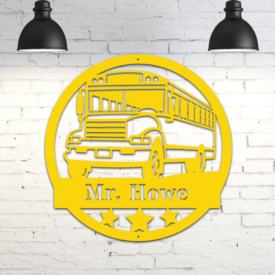 School Bus Metal Sign - Personalized Back to School Bus Driver Gift | Durable Outdoor Decor
