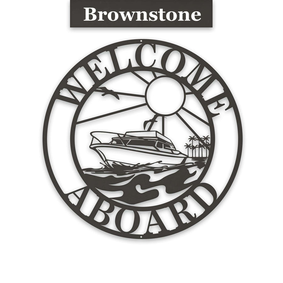 Sea Boat Circle Sign - Personalized Metal Sign