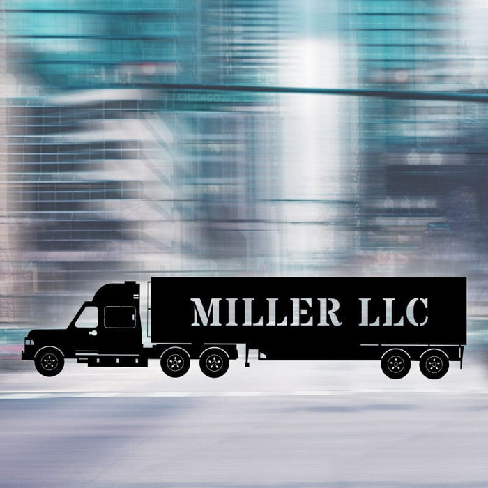 Semi-Truck with Trailer Monogram