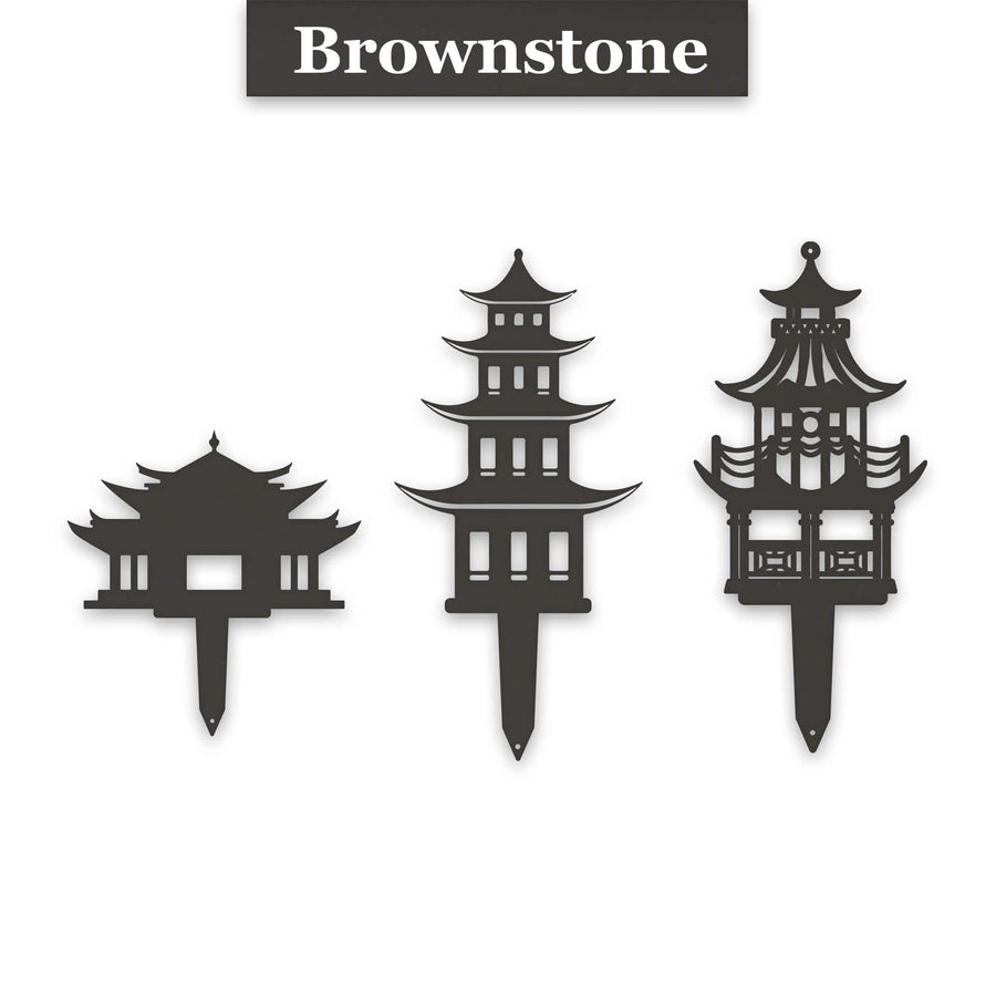 Set of 3 Zen Garden Pagoda Garden Stakes