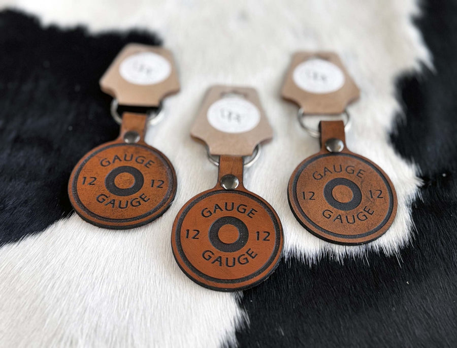 Shotgun Shell Leather Keychain