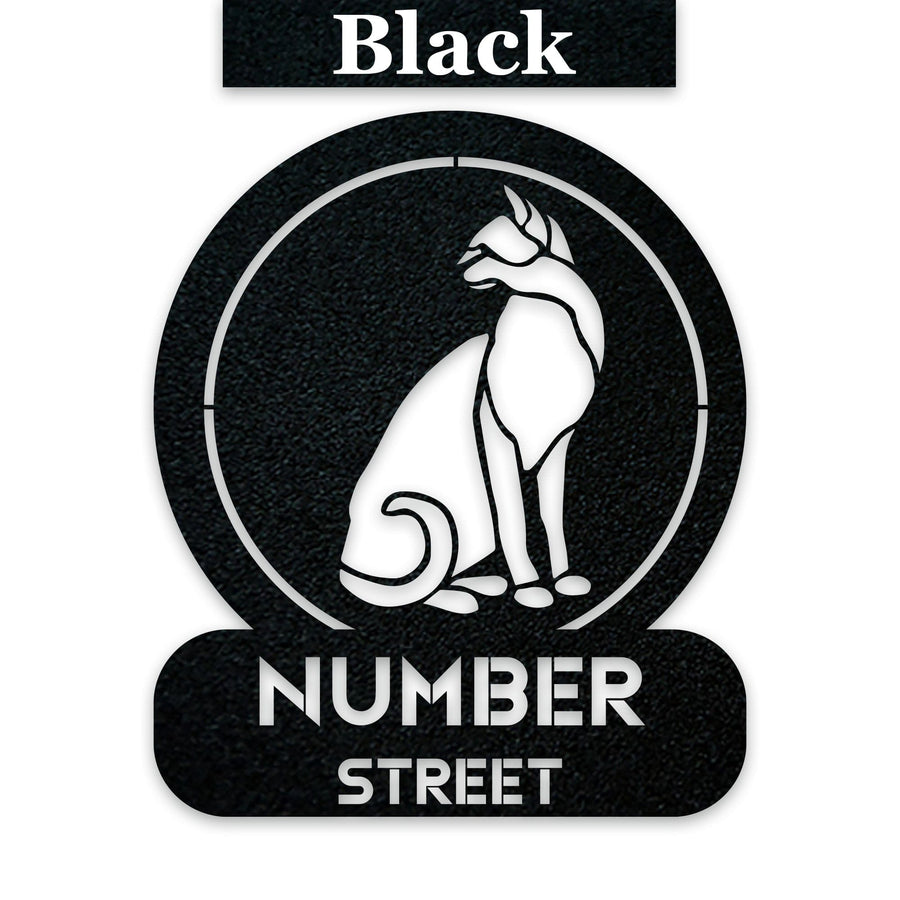 Sitting Cat Circle Customizable Metal Address or Nameplate