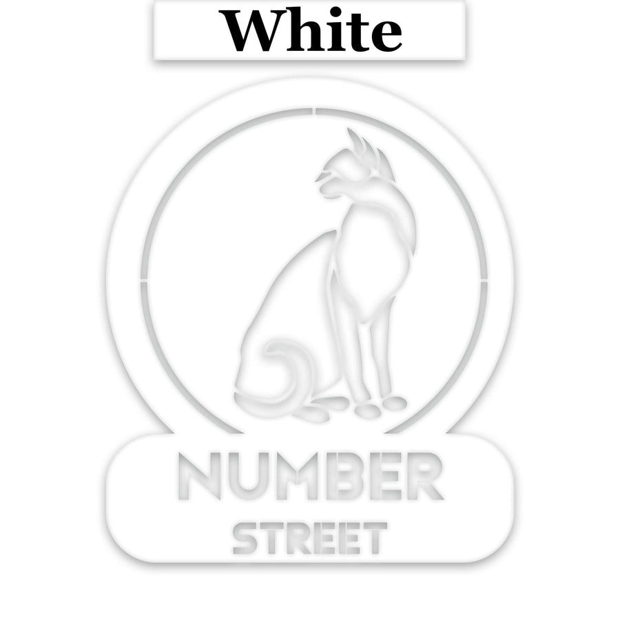 Sitting Cat Circle Customizable Metal Address or Nameplate